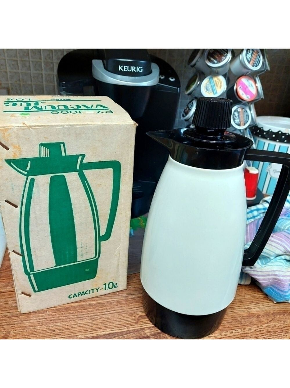 Vintage* 60s/70s Thermos Vacuum Sealed 1 L Beverage Jug